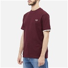 Fred Perry Authentic Men's Tipped Pique T-Shirt in Oxblood