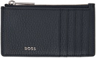 BOSS Navy Lettering Card Holder