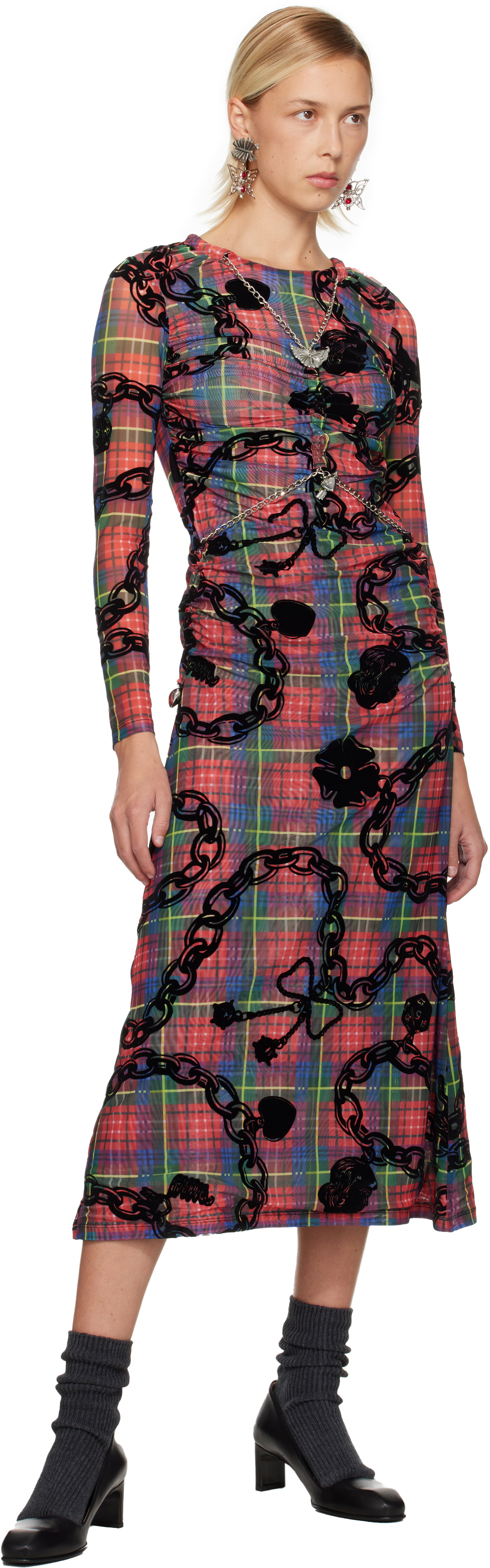 Chopova Lowena Multicolor Sonicscape Mesh Midi Dress
