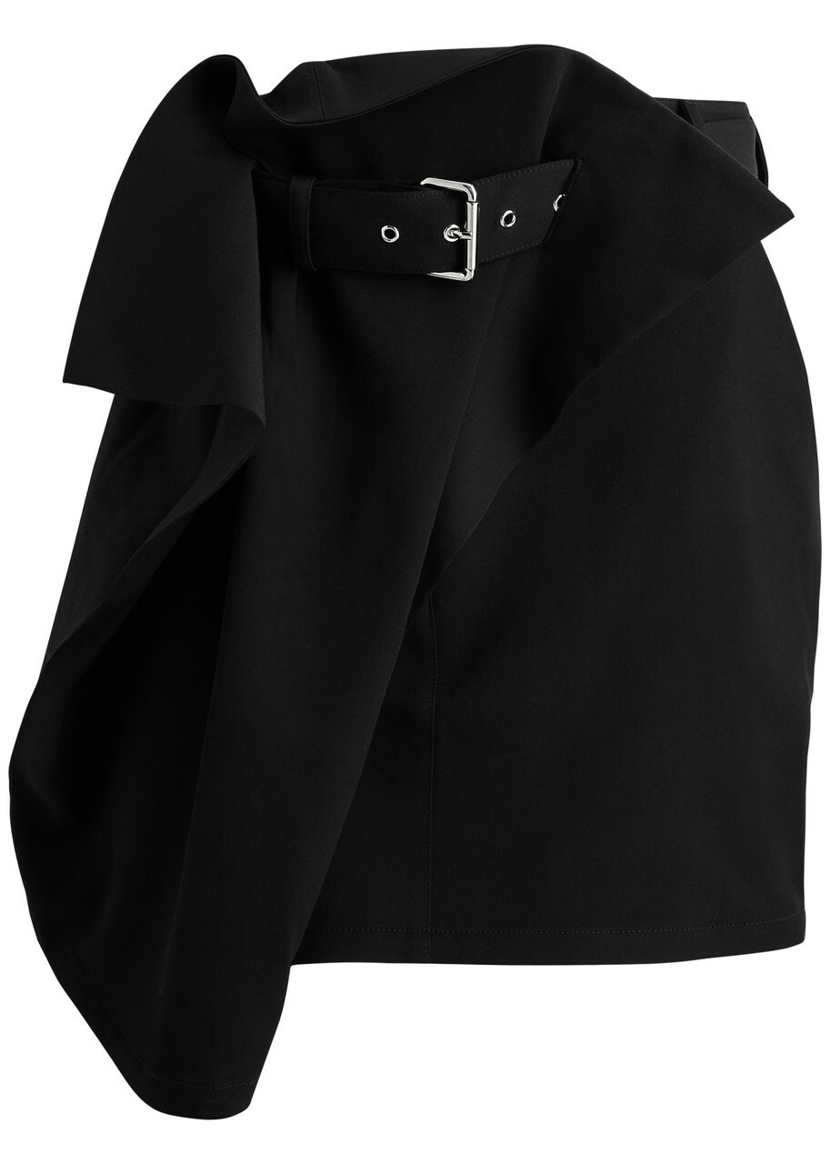 JW Anderson Wrap-effect Belted Wool Mini Skirt Black