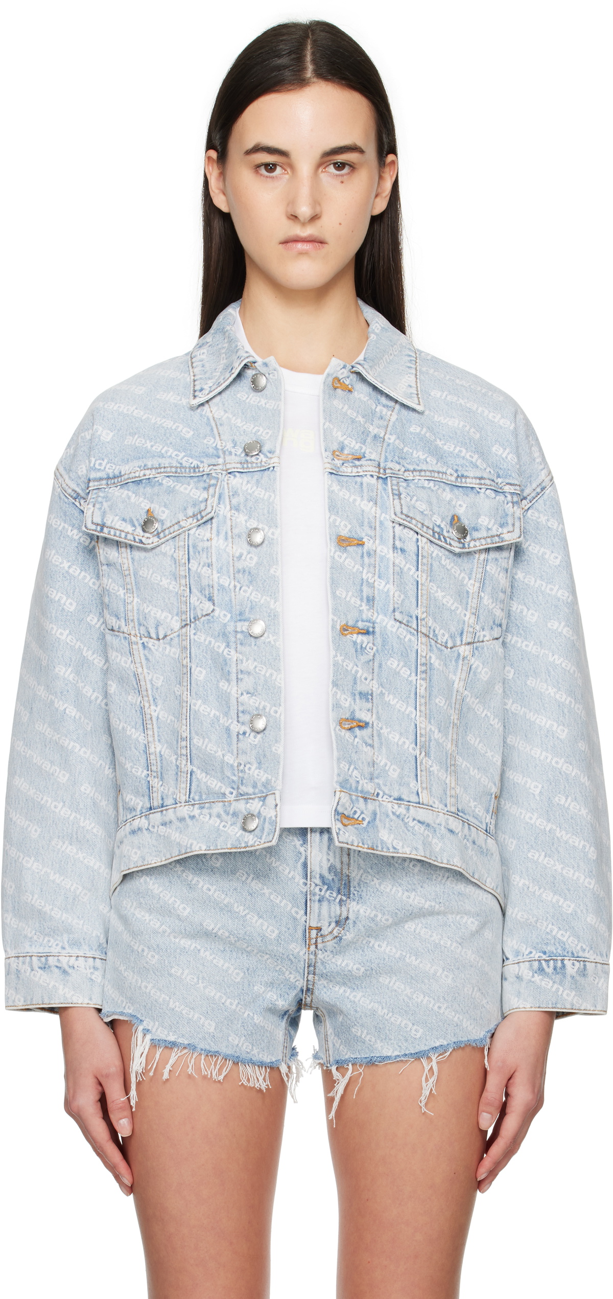 Alexander Wang Blue Printed Denim Jacket Alexander Wang