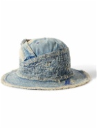 KAPITAL - Quilted Distressed Denim and Printed Twill Bucket Hat