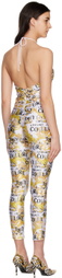 Versace Jeans Couture White & Yellow Printed Jumpsuit