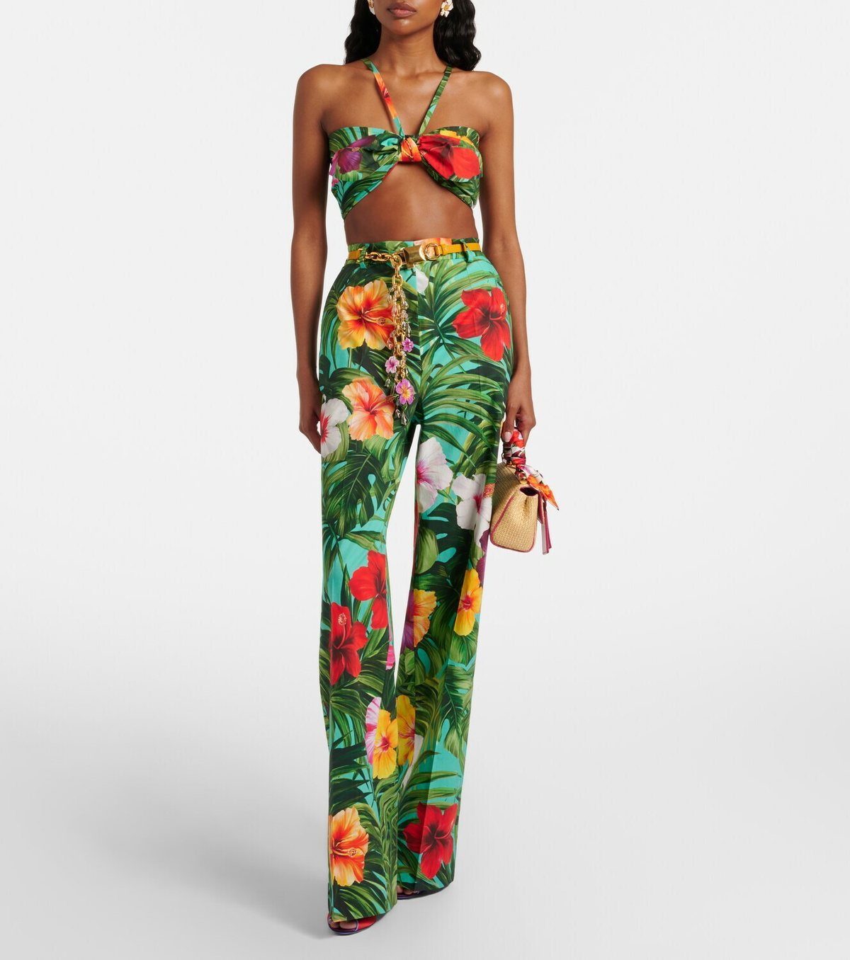 Dolce&Gabbana Bow-detail floral cotton bra top