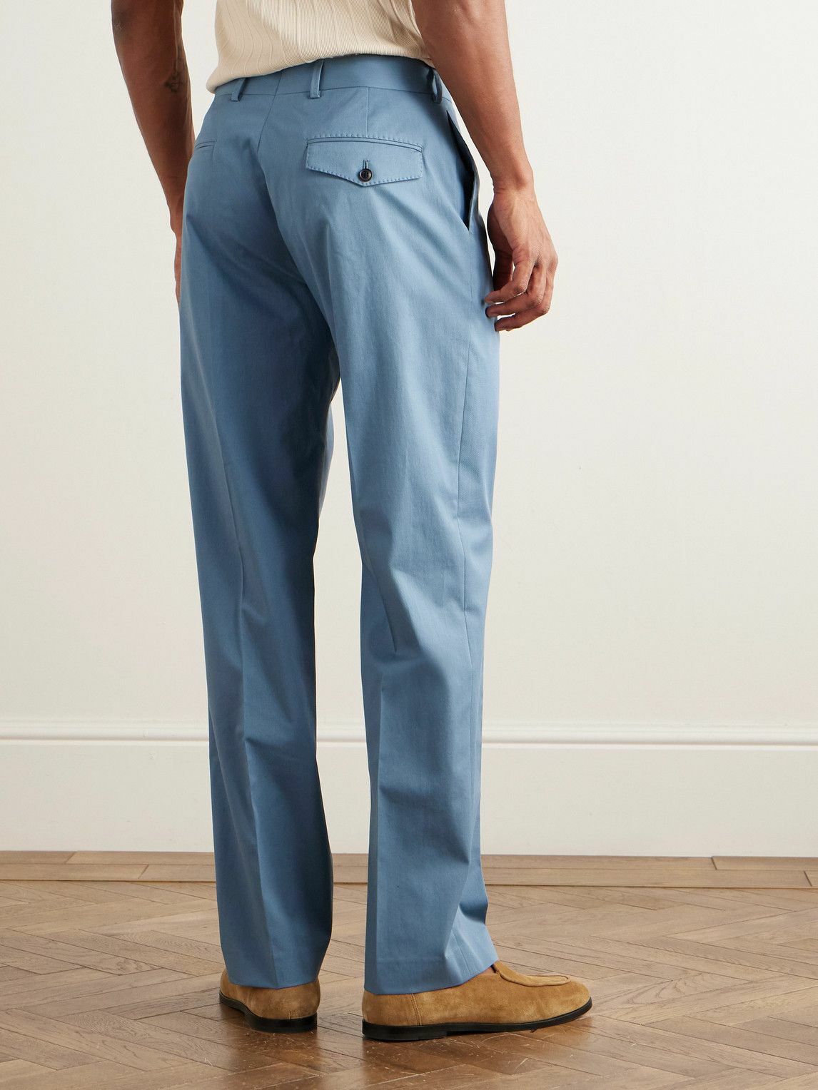 Paul Smith - Straight-Leg Cotton-Blend Twill Trousers - Blue