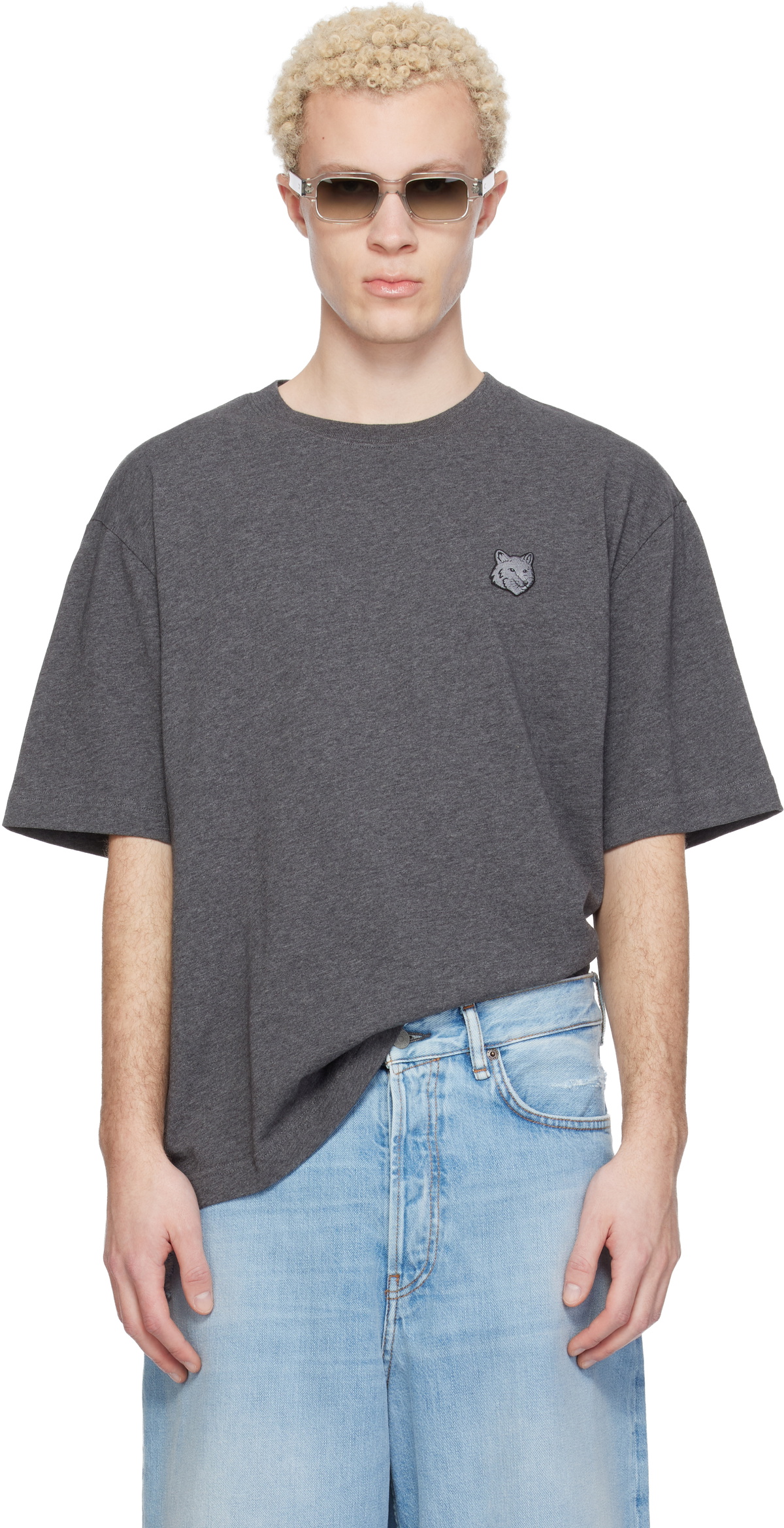 Maison Kitsuné Gray Fox Head Oversize T-shirt