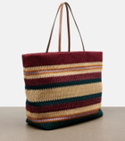Miu Miu Striped woven raffia-effect tote bag