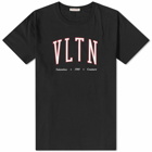 Valentino Men's VLTN College Logo T-Shirt in Black/White/Red
