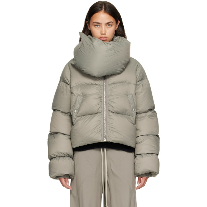 Photo: Rick Owens Gray Tower Funnel Neck Down Jacket