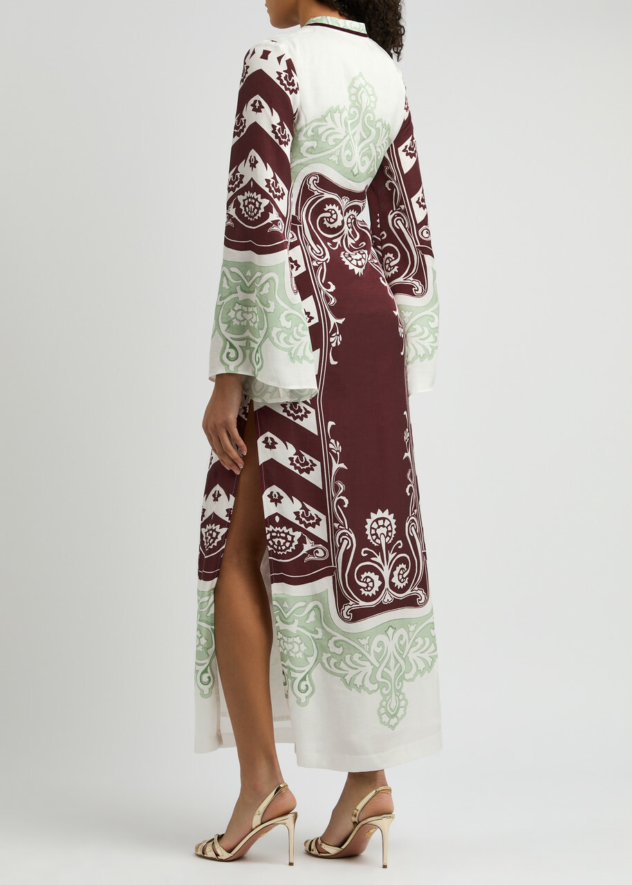 Lug Von Siga Lilah Printed Satin Maxi Dress Red