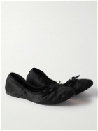 Balenciaga - Leopold Distressed Satin Ballet Flat - Black
