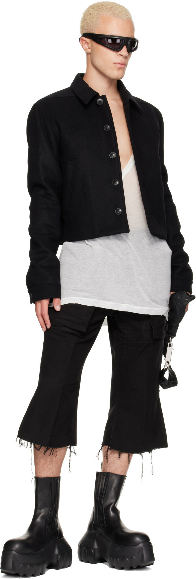 Rick Owens Black Tower Bolan Cutoff Cargo Pants