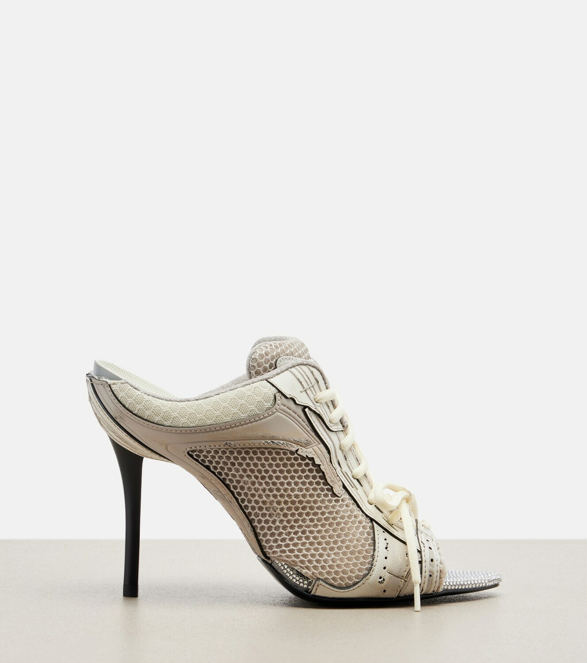 Balenciaga Stapler embellished leather-trimmed mules