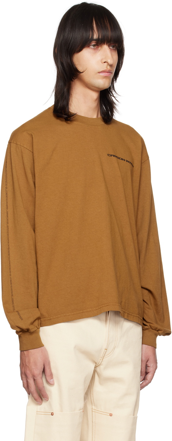 CARSON WACH Brown Printed Long Sleeve T-Shirt