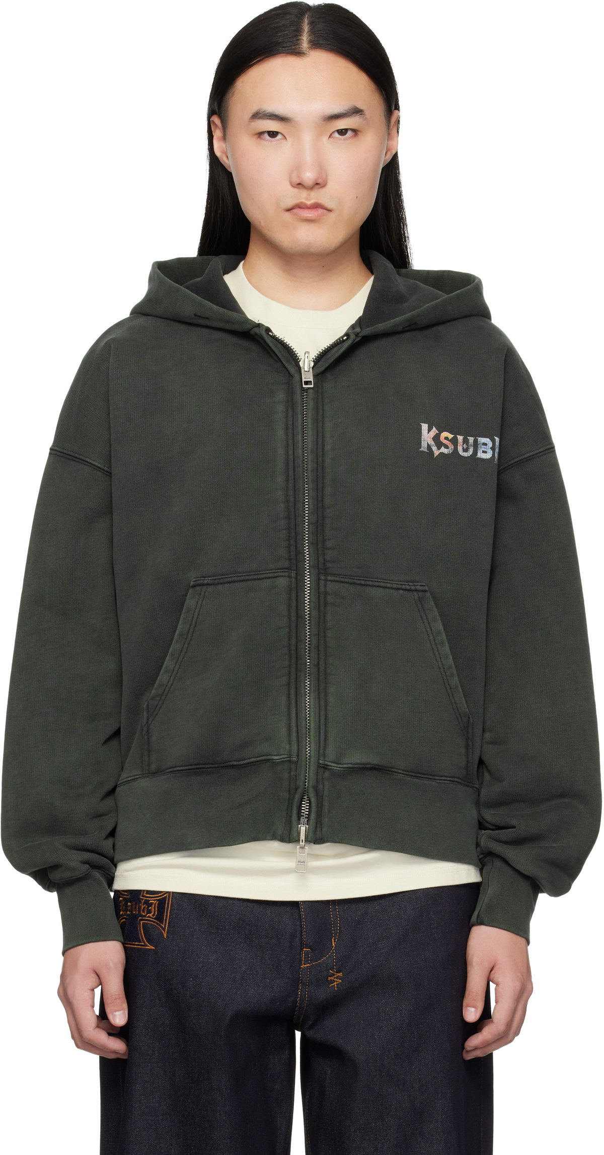 Ksubi Gray Death Snake Halen Zip Hoodie