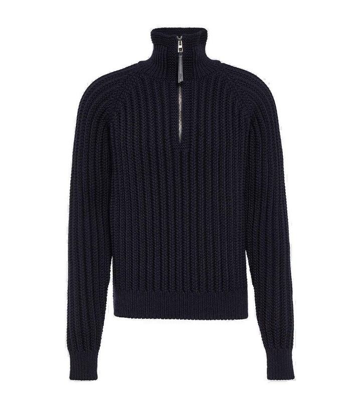 Photo: Loewe Ribbed-knit wool half-zip sweater