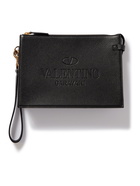 VALENTINO - Valentino Garavani Logo-Debossed Leather Pouch - Black