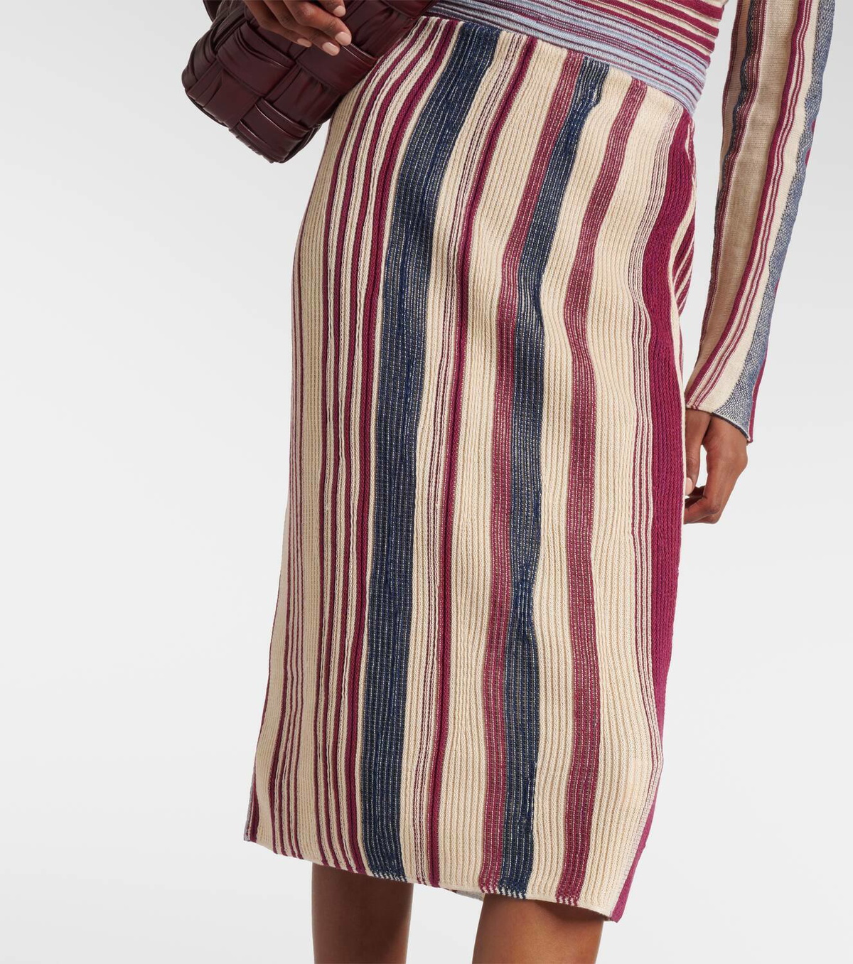 ★SALE★【送料関税無料】BOTTEGA VENETA Linen-And-CottonSkirt Bottega Veneta Striped linen and cotton midi skirt Bottega