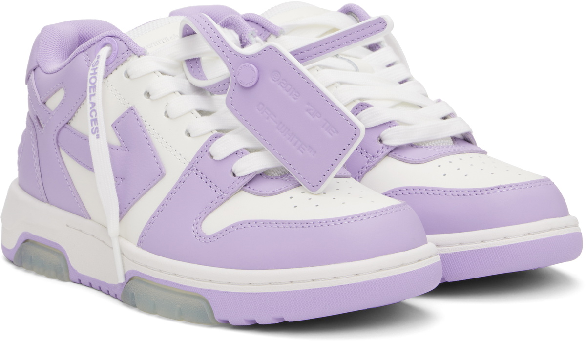 Off-White White & Purple Out Of Office Calf Leather Sneakers