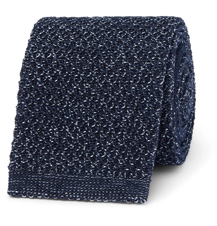 Photo: Canali - 6.5cm Textured Silk and Cotton-Blend Tie - Men - Navy