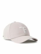 TOM FORD - Leather-Trimmed Logo-Embroidered Cotton-Twill Baseball Cap - Neutrals