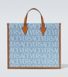 Versace Logo leather-trimmed canvas tote bag