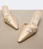 Manolo Blahnik Embellished satin mules