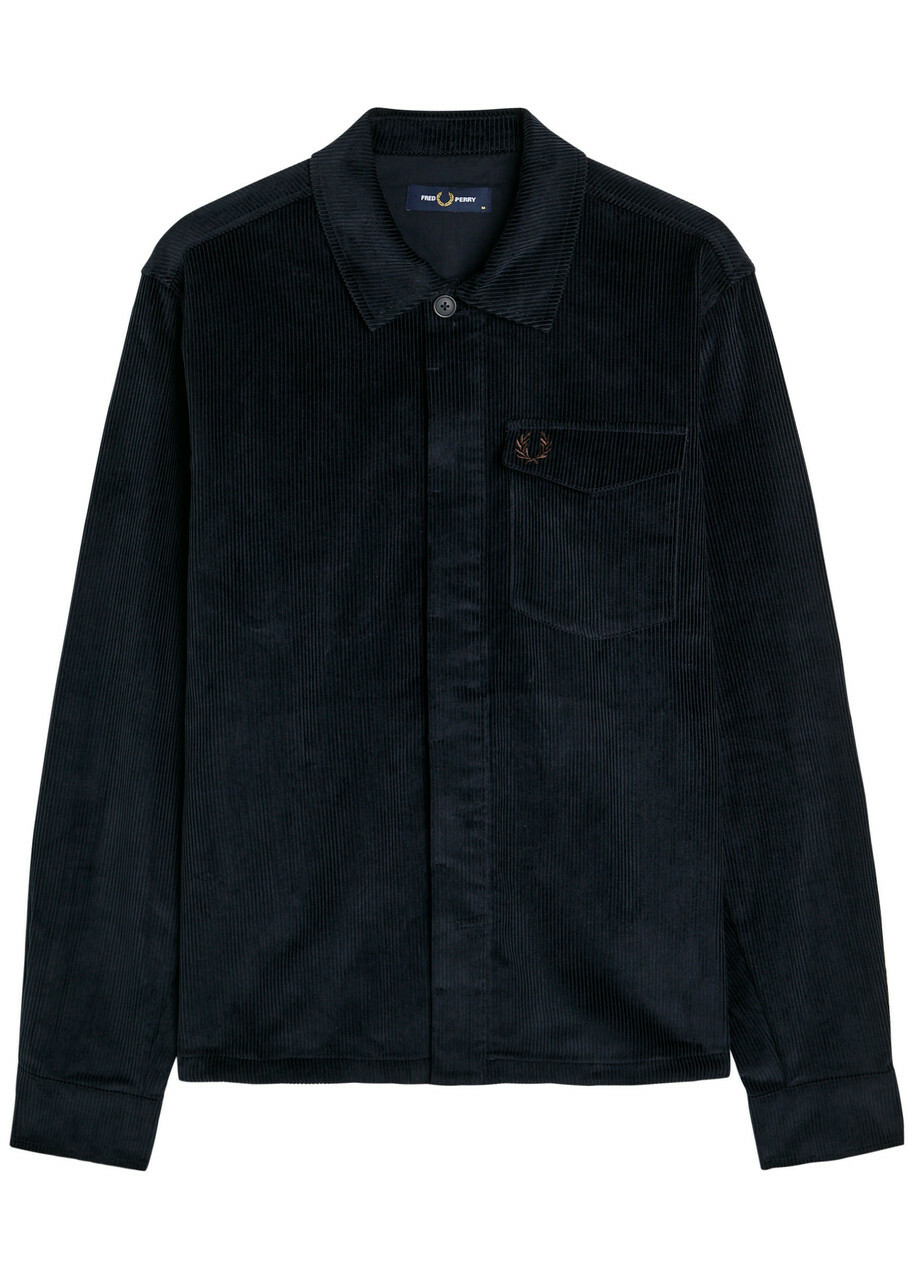 Fred Perry Logo-embroidered Corduroy Overshirt Navy