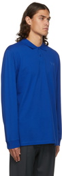 Y-3 Blue Pique Long Sleeve Polo