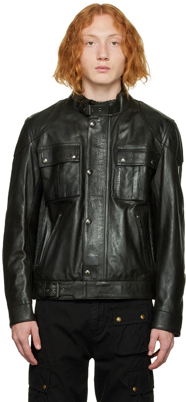 Photo: Belstaff Black Gangster Leather Jacket