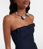 Shushu/Tong Bow-detail ruffled wool minidress