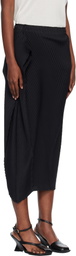 ISSEY MIYAKE Black Soft Fold Pleats Midi Skirt