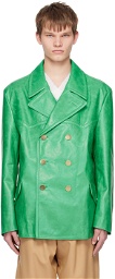 Marni Green Double-Breasted Leather Jacket