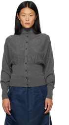 OPEN YY Gray Button Up Blouson Cardigan
