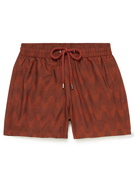 FRESCOBOL CARIOCA - Sport Slim-Fit Short-Length Jacquard Swim Shorts - Burgundy