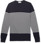 John Smedley - Striped Sea Island Cotton Sweater - Blue