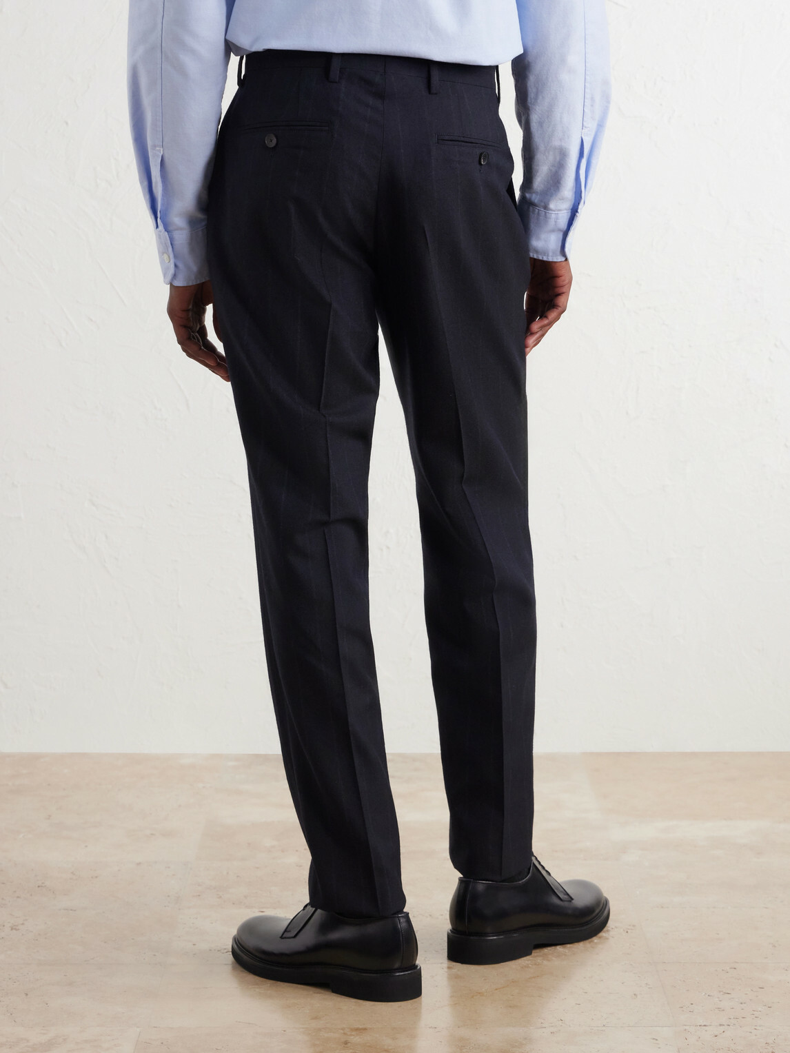 Mr P. - Straight-Leg Pinstriped Wool Suit Trousers - Blue