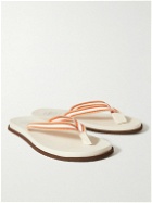 Brunello Cucinelli - Grosgrain and Leather Flip Flops - Orange