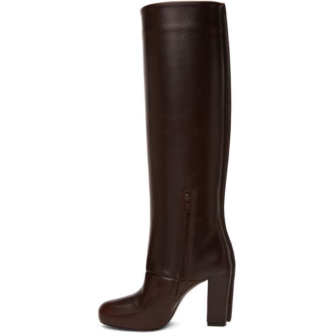 Lemaire Brown Leather Heeled Tall Boots Lemaire