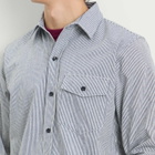 Randy's Garments Men's Randy’s Garments  1 Pocket Shirt in White/Indigo Stripe Denim