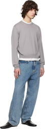 TONYWACK Gray Extrafine Wool Crew Neck Knit Sweater