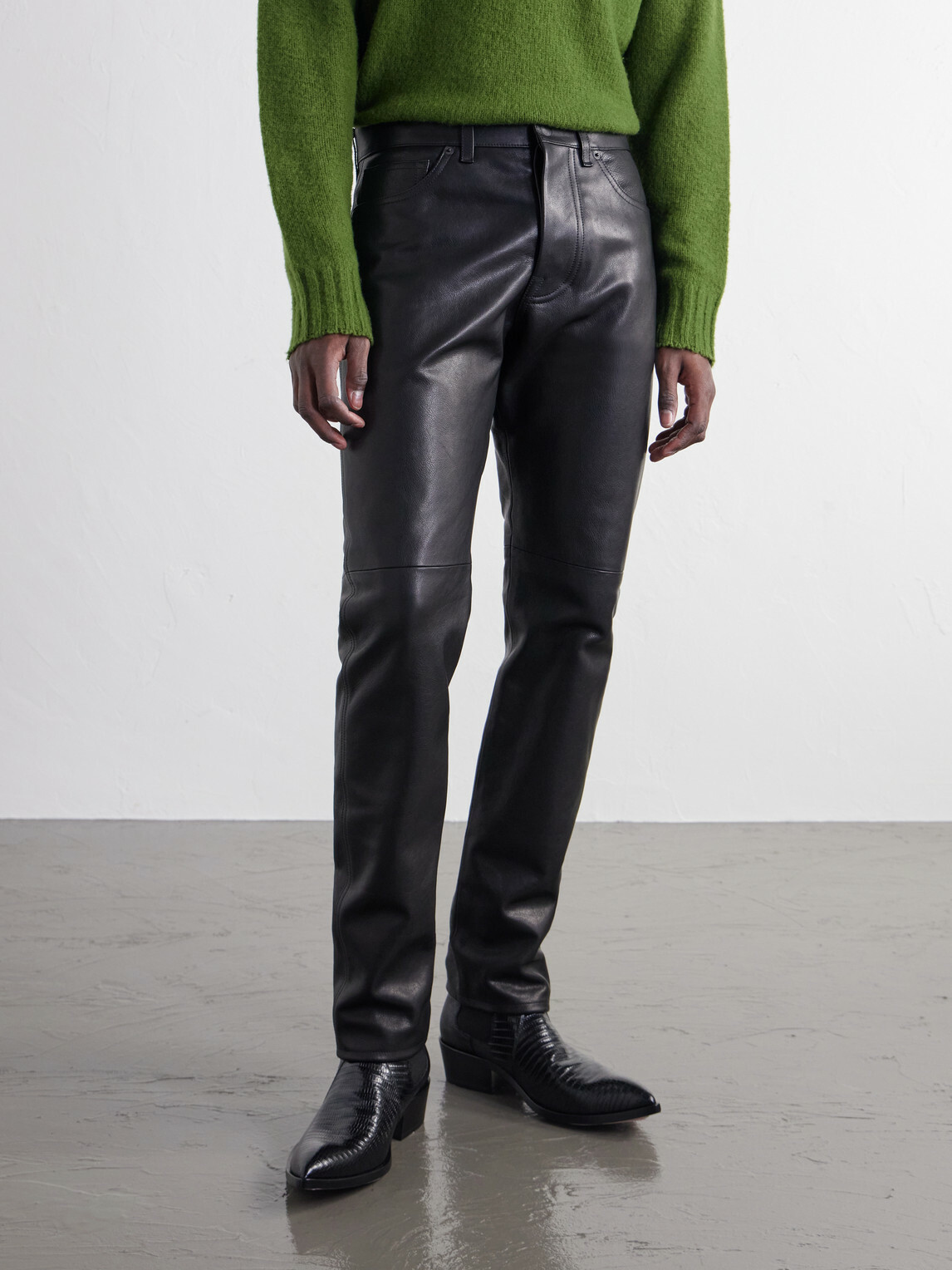 TOM FORD - Slim-Fit Leather Trousers - Black