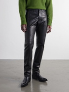 TOM FORD - Slim-Fit Leather Trousers - Black