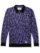 Wacko Maria - Logo-Embroidered Leopard-Print Cotton-Blend Polo Shirt - Purple