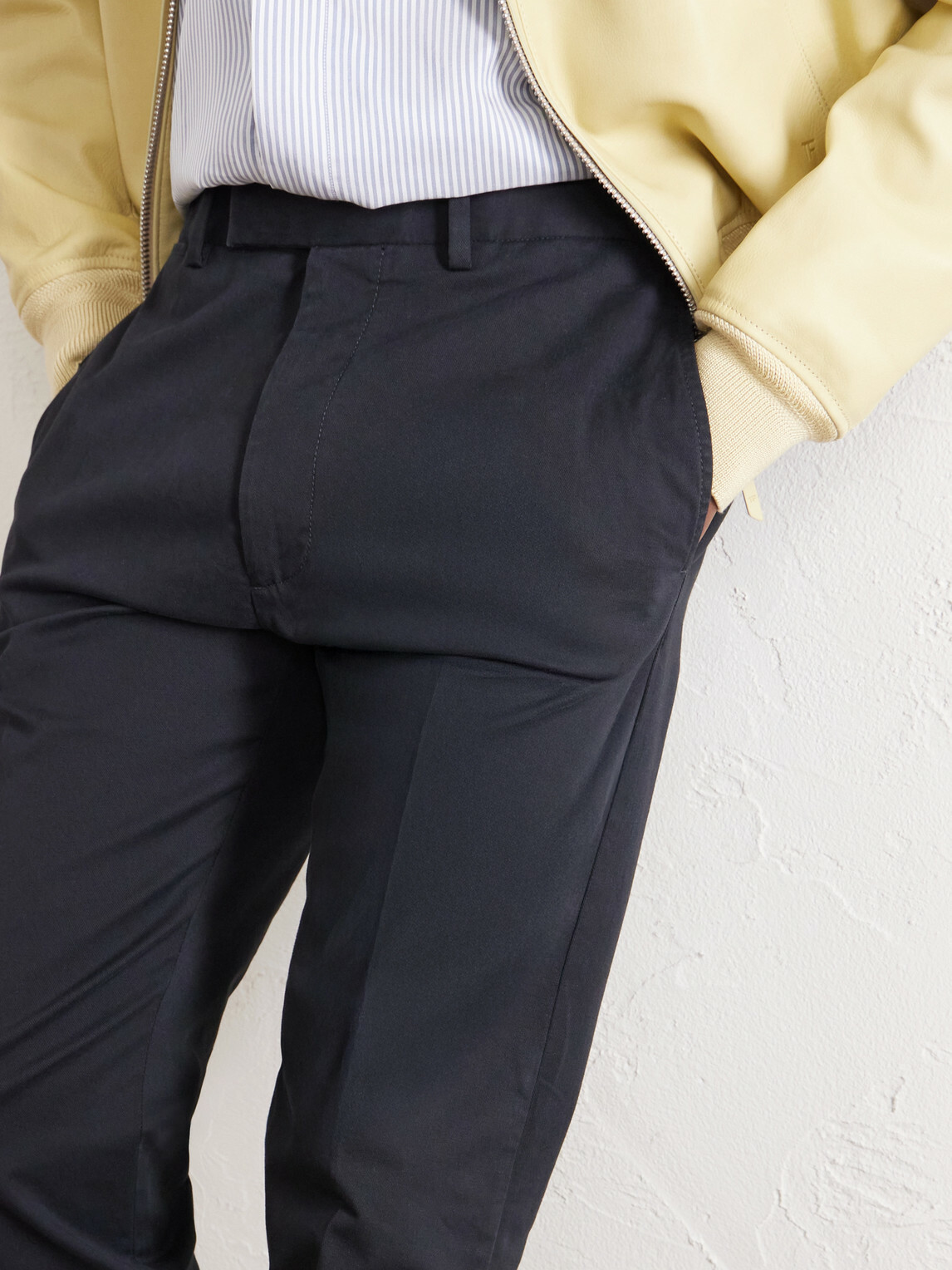 TOM FORD - Tapered Cotton-Blend Twill Trousers - Black