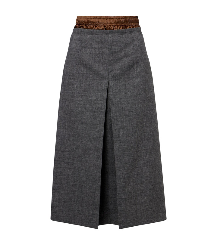 Photo: Prada Layered pleated wool midi skirt