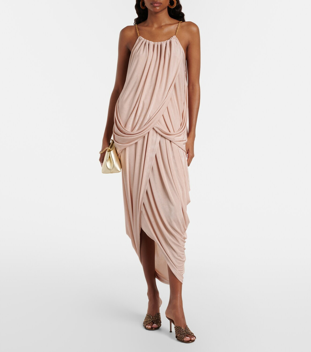 Xu Zhi Asymmetric draped midi skirt