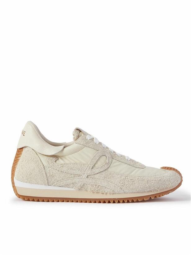 Photo: LOEWE - Flow Runner Leather-Trimmed Brushed-Suede and Nylon Sneakers - Neutrals