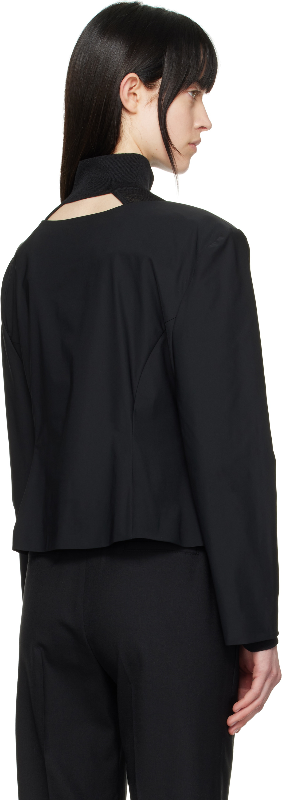 AMOMENTO Black Boat Neck Two Way Top