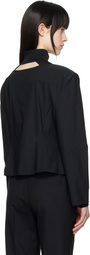 AMOMENTO Black Boat Neck Two Way Top